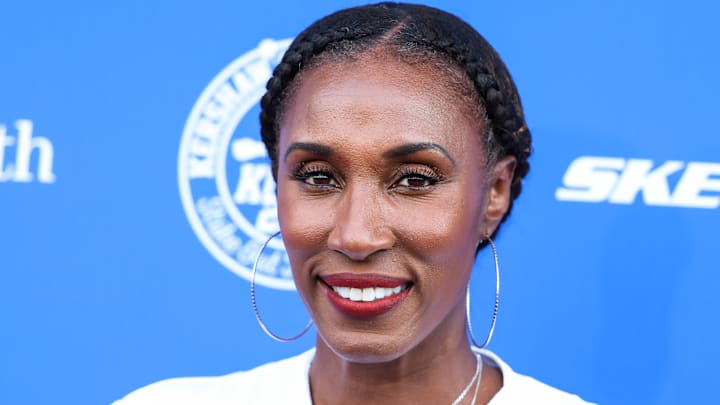 American former professional basketball player Lisa Leslie arrives on August 8, 2022. American former professional basketball player Lisa Leslie arrives on August 8, 2022.