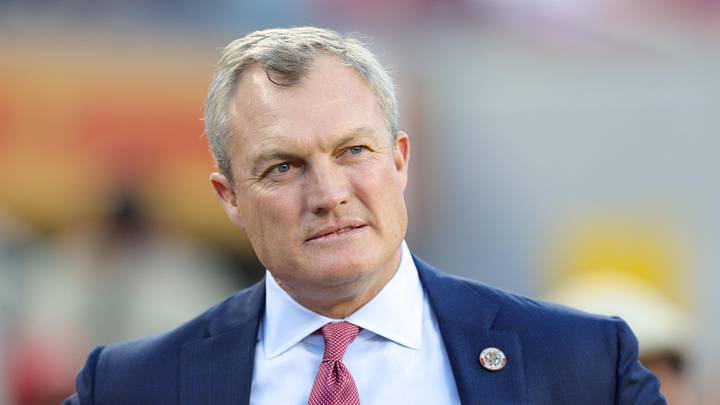 Santa Clara, California, USA; San Francisco 49ers general Manager John Lynch before the game against the Detroit Lions at Levi's Stadium. Mandatory Credit: Sergio Estrada-Imagn Images