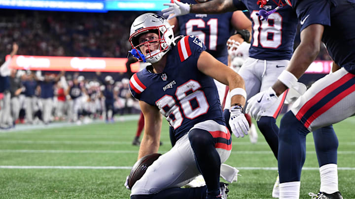 New England Patriots wide receiver Efton Chism III..Mandatory Credit: Brian Fluharty-Imagn Images