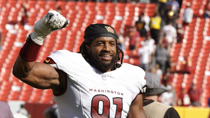 Washington Commanders defensive end Deatrich Wise Jr. walks off the field after the game against the New York Giants. Washington Commanders defensive end Deatrich Wise Jr. walks off the field after the game against the New York Giants.