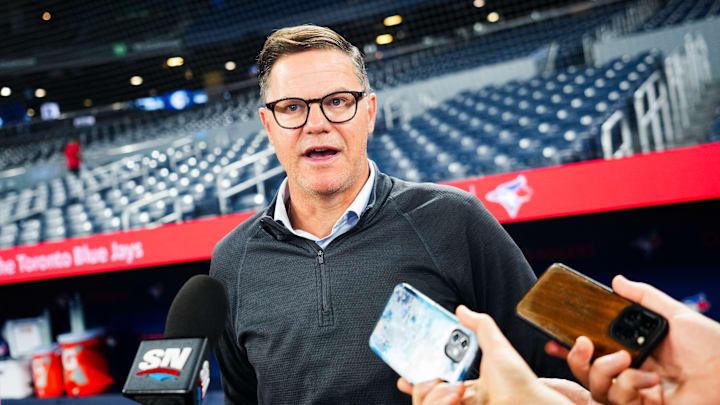 Ross Atkins addressing the media about Blue Jays underperformance.