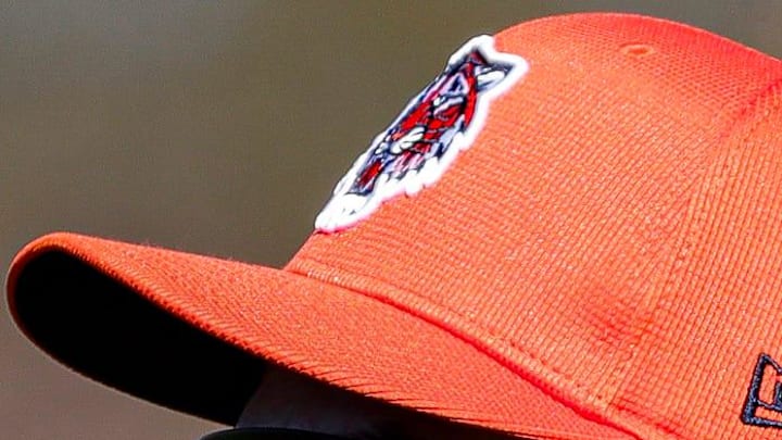 The hat of a Detroit Tigers player during spring training. 