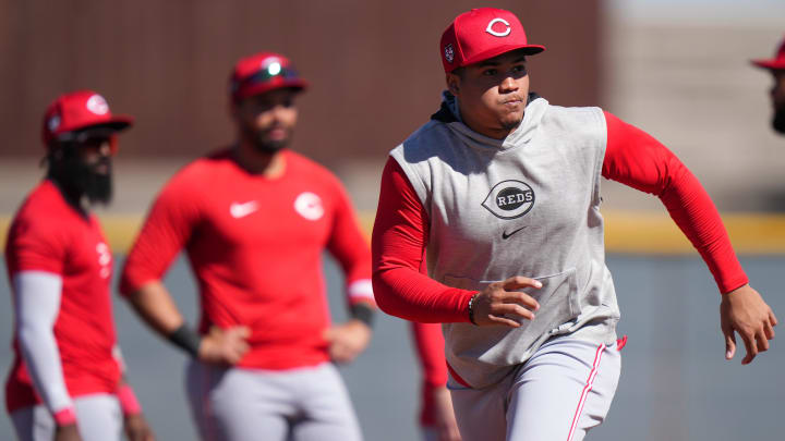 Cincinnati Reds infielder Noelvi Marte runs the bases during spring training workouts at Goodyear Ballpark on Feb. 19. Cincinnati Reds infielder Noelvi Marte runs the bases during spring training workouts at Goodyear Ballpark on Feb. 19.