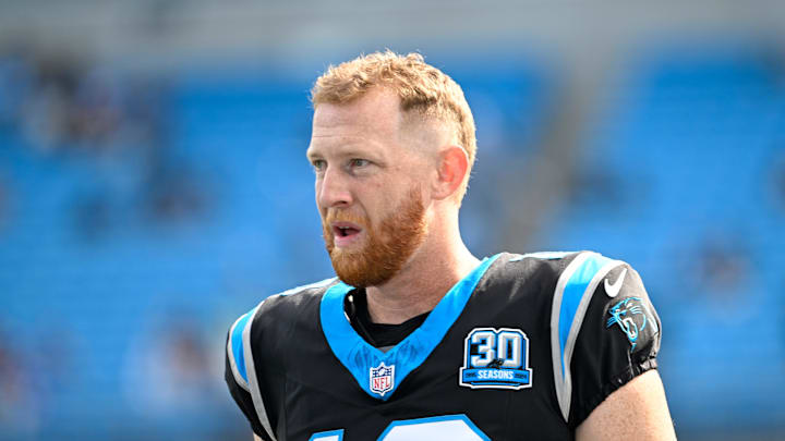 Carolina Panthers punter Johnny Hekker during warm ups before the game at Bank of America Stadium. Mandatory Credit: Bob Donnan-Imagn Images Carolina Panthers punter Johnny Hekker during warm ups before the game at Bank of America Stadium. Mandatory Credit: Bob Donnan-Imagn Images