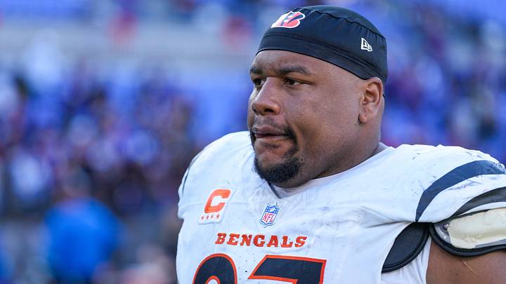 Cincinnati Bengals defensive tackle Dexter Lawrence (97) walks for the locker room after the fourth quarter of the NFL Week 7 game between the Baltimore Ravens and the Cincinnati Bengals at M&T Bank Stadium in Baltimore on Sunday, Oct. 25, 2026. The Bengals scored 35 points in the second half to win 35-13 on the road.