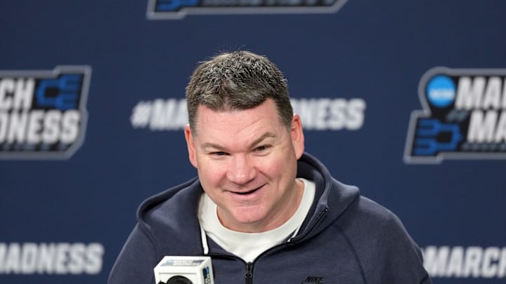 Mar 19, 2026; San Diego, CA, USA; Arizona Wildcats head coach Tommy Lloyd during a press conference ahead of the first round of the men's 2026 NCAA Tournament at Viejas Arena. Mandatory Credit: Kirby Lee-Imagn Images Mar 19, 2026; San Diego, CA, USA; Arizona Wildcats head coach Tommy Lloyd during a press conference ahead of the first round of the men's 2026 NCAA Tournament at Viejas Arena. Mandatory Credit: Kirby Lee-Imagn Images