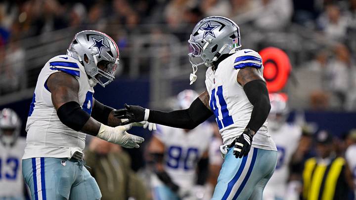 Dallas Cowboys defensive tackle Kenny Clark (95) and defensive end Donovan Ezeiruaku. Dallas Cowboys defensive tackle Kenny Clark (95) and defensive end Donovan Ezeiruaku.