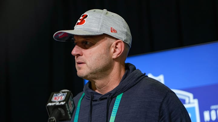 Duke Tobin, Director of Player Personnel for the Cincinnati Bengals, speaks at the 2023 NFL Combine on Tuesday, February 28, 2023.