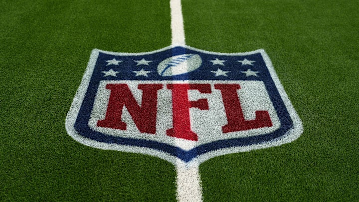 Sep 8, 2024; Inglewood, California, USA; The NFL shield logo at SoFi Stadium. Mandatory Credit: Kirby Lee-Imagn Images Sep 8, 2024; Inglewood, California, USA; The NFL shield logo at SoFi Stadium. Mandatory Credit: Kirby Lee-Imagn Images