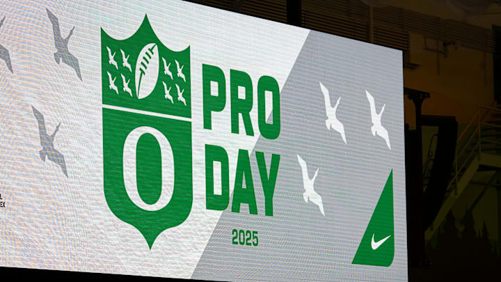 Oregon football’s Pro Day Tuesday, March 18, 2025, at the Moshofsky Center in Eugene, Ore.