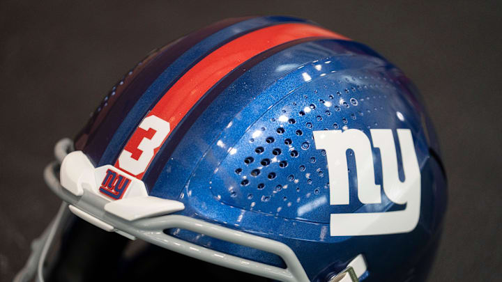 The helmet of New York Giants quarterback Russell Wilson 