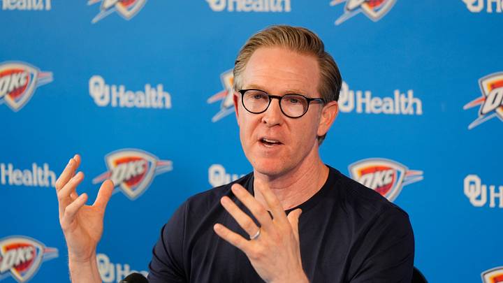 Sam Presti, Thunder General Manager, has his end-of-season media access, Monday, June 8, 2026.