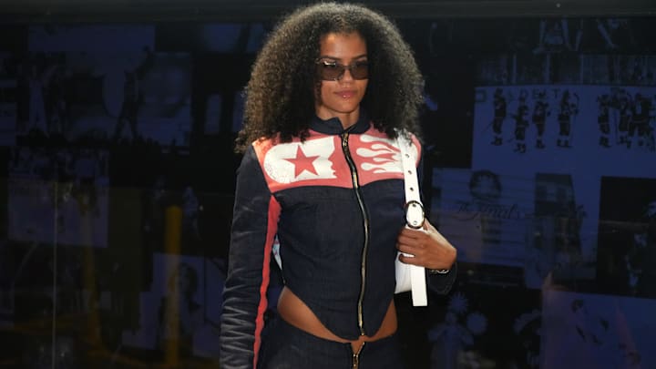 LA Sparks guard Rae Burrell poses before the game against the Phoenix Mercury at Crypto.com Arena. LA Sparks guard Rae Burrell poses before the game against the Phoenix Mercury at Crypto.com Arena.