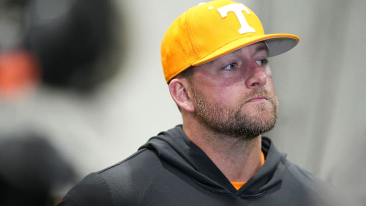 Tennessee baseball coach Josh Elander addresses the media after the Orange & White scrimmage at Lindsey Nelson Stadium on November 9, 2025, in Knoxville, Tenn. Tennessee baseball coach Josh Elander addresses the media after the Orange & White scrimmage at Lindsey Nelson Stadium on November 9, 2025, in Knoxville, Tenn.