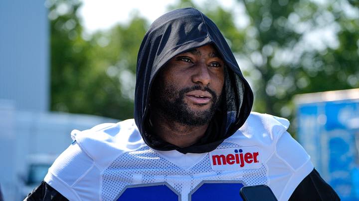 Detroit Lions defensive back Nick Whiteside (38) speaks to media members after practice during training camp at Meijer Performance Center in Allen Park on Thursday, July 30, 2026. Detroit Lions defensive back Nick Whiteside (38) speaks to media members after practice during training camp at Meijer Performance Center in Allen Park on Thursday, July 30, 2026.