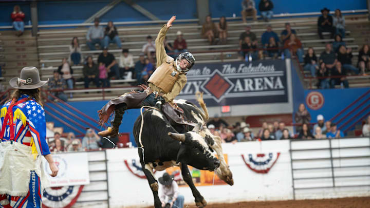 Bull rider at BULLNANZA