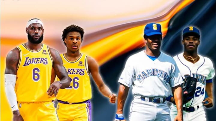 LeBron James & Bronny James and Ken Griffey Sr. & Ken Griffey Jr. 