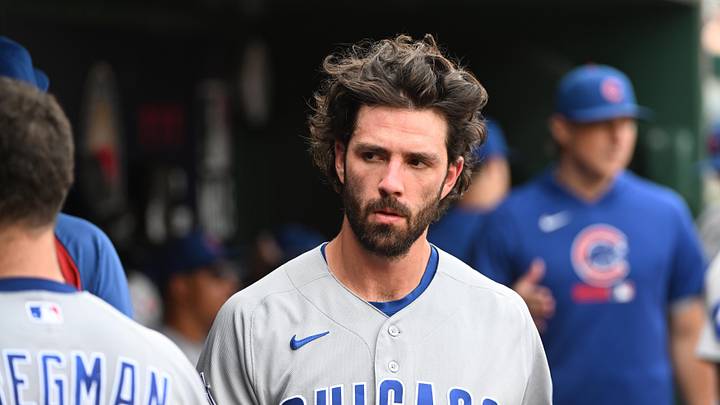 Aug 13, 2026; Washington, District of Columbia, USA; Chicago Cubs shortstop Dansby Swanson (7) in the dugout before the game against the Washington Nationals at Nationals Park. Mandatory Credit: Brad Mills-Imagn Images Aug 13, 2026; Washington, District of Columbia, USA; Chicago Cubs shortstop Dansby Swanson (7) in the dugout before the game against the Washington Nationals at Nationals Park. Mandatory Credit: Brad Mills-Imagn Images