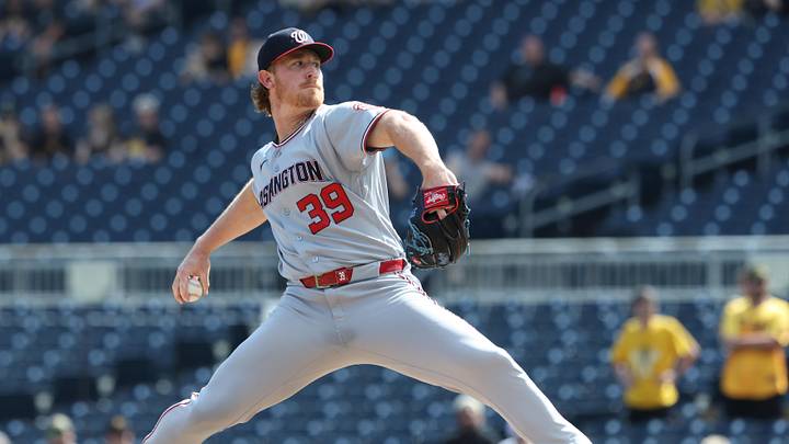 Apr 16, 2026; Pittsburgh, Pennsylvania, USA;  Washington Nationals pitcher Clayton Beeter (39) pitches against the Pittsburgh Pirates during the ninth inning at PNC Park. Mandatory Credit: Charles LeClaire-Imagn Images