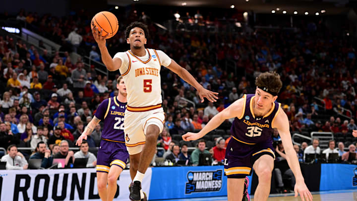 Curtis Jones goes in for a layup during first half action for Iowa State in the NCAA Tournament.