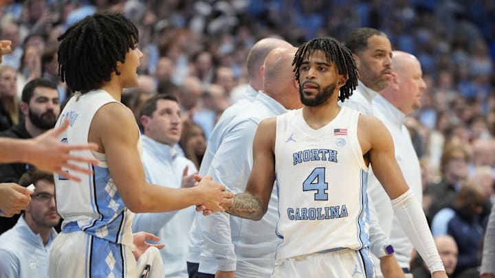 Feb 3, 2024; Chapel Hill, North Carolina, USA;  North Carolina Tar Heels guard RJ Davis (4) with