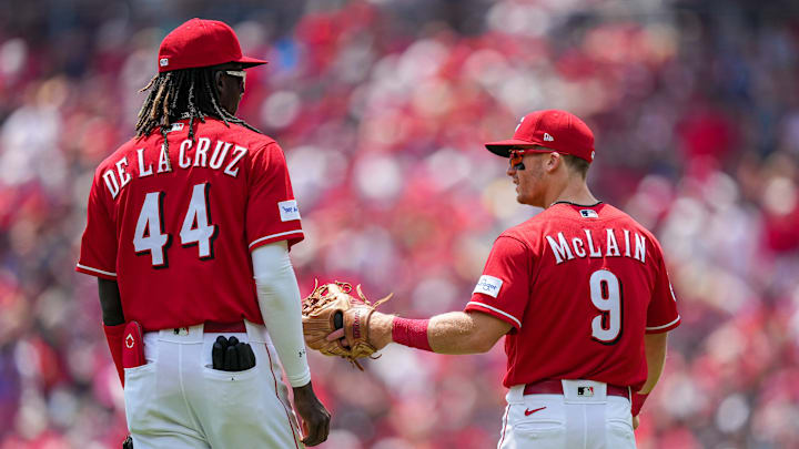 Cincinnati Reds infielders Elly De La Cruz, Matt McLain