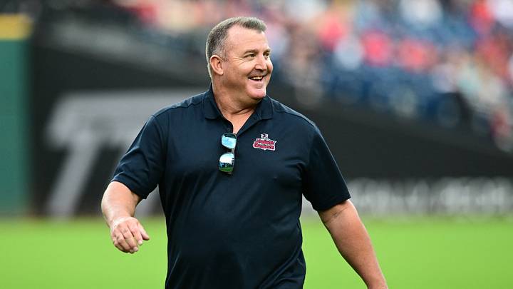 Jim Thome walks off the field after a ceremony honoring the 1995 team before the game. Jim Thome walks off the field after a ceremony honoring the 1995 team before the game.