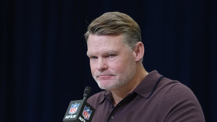 Indianapolis Colts general manager Chris Ballard speaks at the NFL Scouting Combine at the Indiana Convention Center. 