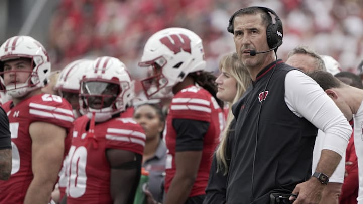 Sep 20, 2025; Madison, Wisconsin, USA; Wisconsin Badgers head coach Luke Fickell is shown during the third quarter of their game against the Maryland Terrapins at Camp Randall Stadium. Mandatory Credit: Mark Hoffman/USA Today Network via Imagn Images Sep 20, 2025; Madison, Wisconsin, USA; Wisconsin Badgers head coach Luke Fickell is shown during the third quarter of their game against the Maryland Terrapins at Camp Randall Stadium. Mandatory Credit: Mark Hoffman/USA Today Network via Imagn Images