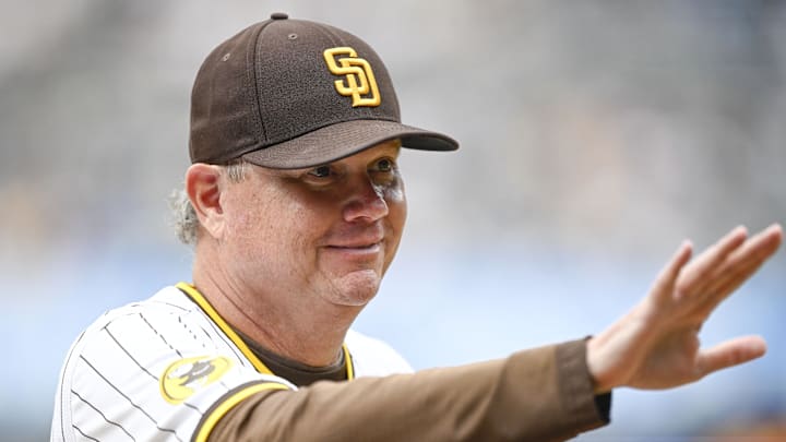 Jun 21, 2025; San Diego, California, USA; San Diego Padres manager Mike Shildt looks on before a game against the Kansas City Royals at Petco Park. Mandatory Credit: Denis Poroy-Imagn Images Jun 21, 2025; San Diego, California, USA; San Diego Padres manager Mike Shildt looks on before a game against the Kansas City Royals at Petco Park. Mandatory Credit: Denis Poroy-Imagn Images