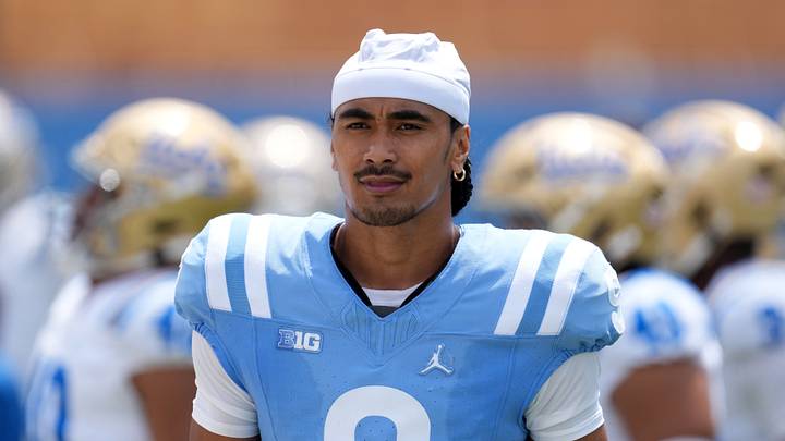 May 2, 2026; Pasadena, CA, USA; UCLA Bruins quarterback Nico Iamaleava (9) reacts during the spring game at Rose Bowl. Mandatory Credit: Kirby Lee-Imagn Images May 2, 2026; Pasadena, CA, USA; UCLA Bruins quarterback Nico Iamaleava (9) reacts during the spring game at Rose Bowl. Mandatory Credit: Kirby Lee-Imagn Images