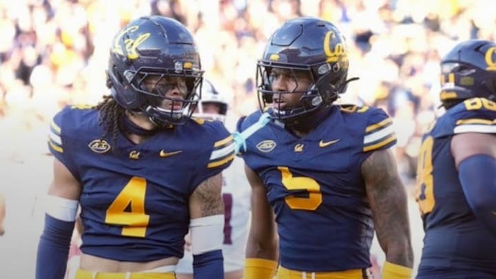 Cal cornerbacks Paco Austin (4) and Hezekiah Masses