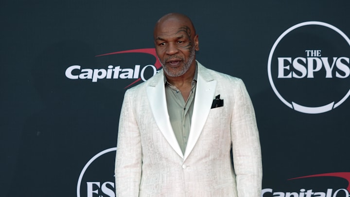 Jul 12, 2023; Los Angeles, CA, USA; Mike Tyson arrives on the red carpet before the 2023 ESPYS at Jul 12, 2023; Los Angeles, CA, USA; Mike Tyson arrives on the red carpet before the 2023 ESPYS at
