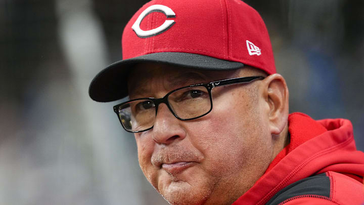Apr 5, 2025; Milwaukee, Wisconsin, USA;  Cincinnati Reds manager Terry Francona (77) prior to the game against the Milwaukee Brewers at American Family Field. Mandatory Credit: Jeff Hanisch-Imagn Images