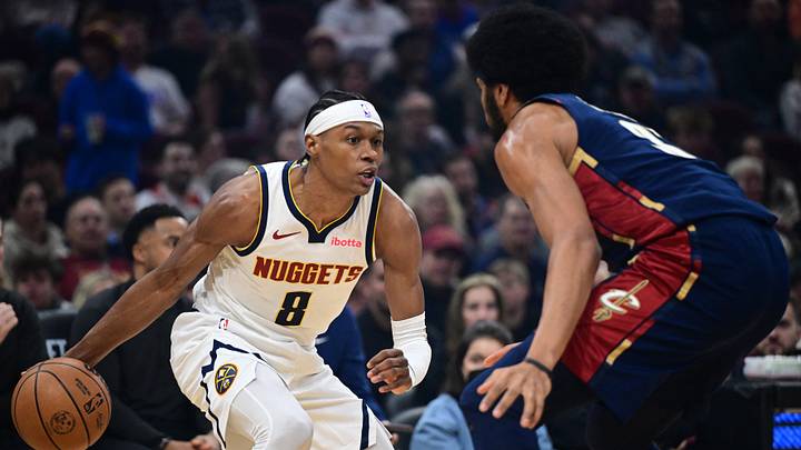 Jan 2, 2026; Cleveland, Ohio, USA; Denver Nuggets guard Peyton Watson (8) looks to drive on Cleveland Cavaliers center Jarrett Allen (31) during the first half at Rocket Arena. Mandatory Credit: David Dermer-Imagn Images Jan 2, 2026; Cleveland, Ohio, USA; Denver Nuggets guard Peyton Watson (8) looks to drive on Cleveland Cavaliers center Jarrett Allen (31) during the first half at Rocket Arena. Mandatory Credit: David Dermer-Imagn Images