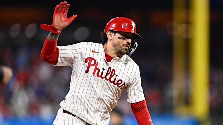 May 5, 2024; Philadelphia, Pennsylvania, USA; Philadelphia Phillies outfielder Nick Castellanos (8) May 5, 2024; Philadelphia, Pennsylvania, USA; Philadelphia Phillies outfielder Nick Castellanos (8)