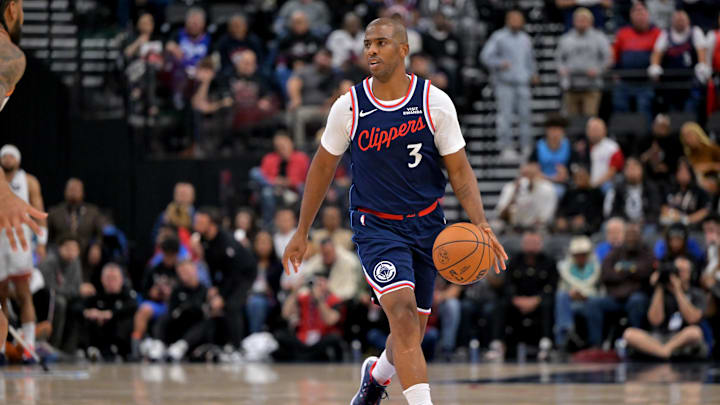 Oct 24, 2025; Inglewood, California, USA; Los Angeles Clippers guard Chris Paul (3) handles the ball in the second half against the Phoenix Suns at Intuit Dome. Mandatory Credit: Jayne Kamin-Oncea-Imagn Images Oct 24, 2025; Inglewood, California, USA; Los Angeles Clippers guard Chris Paul (3) handles the ball in the second half against the Phoenix Suns at Intuit Dome. Mandatory Credit: Jayne Kamin-Oncea-Imagn Images