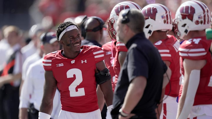 Wisconsin cornerback Ricardo Hallman (2) is shown during the first quarter of their game Saturday, October 5, 2024 at Camp Randall Stadium in Madison, Wisconsin. Wisconsin beat Purdue 52-6. Wisconsin cornerback Ricardo Hallman (2) is shown during the first quarter of their game Saturday, October 5, 2024 at Camp Randall Stadium in Madison, Wisconsin. Wisconsin beat Purdue 52-6.