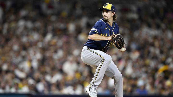 Oct 7, 2026; San Diego, California, USA; Milwaukee Brewers pitcher Robert Gasser (54) pitches during the second inning against the San Diego Padres in game four of the NLDS for the 2026 MLB Playoffs at Petco Park. Mandatory Credit: Denis Poroy-Imagn Images Oct 7, 2026; San Diego, California, USA; Milwaukee Brewers pitcher Robert Gasser (54) pitches during the second inning against the San Diego Padres in game four of the NLDS for the 2026 MLB Playoffs at Petco Park. Mandatory Credit: Denis Poroy-Imagn Images