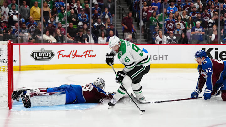 May 17, 2024; Denver, Colorado, USA; Dallas Stars center Matt Duchene (95) attempts on Colorado