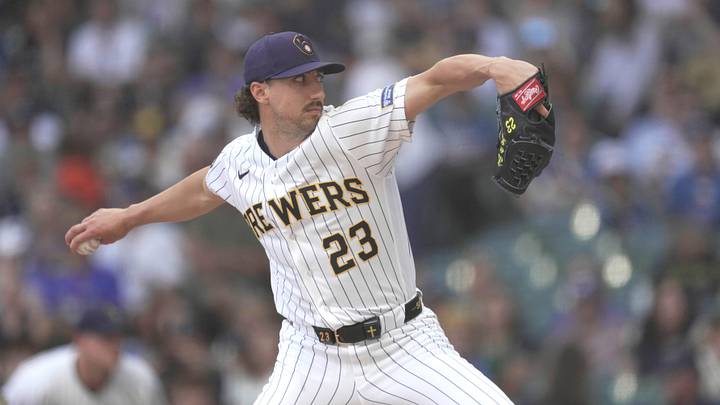 Milwaukee Brewers pitcher Brandon Sproat (23) throws during the first inning of their game against the Los Angeles Dodgers Sunday, May 24, 2026 at American Family Field in Milwaukee, Wisconsin.