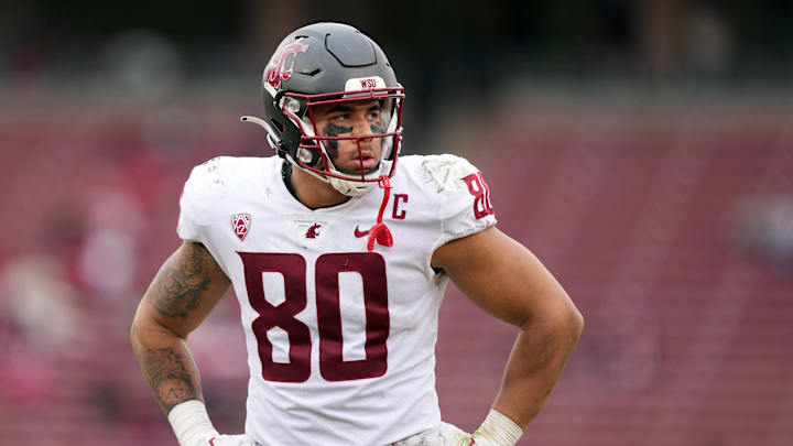 Nov 5, 2022; Stanford, California, USA; Washington State Cougars defensive end Brennan Jackson (80).