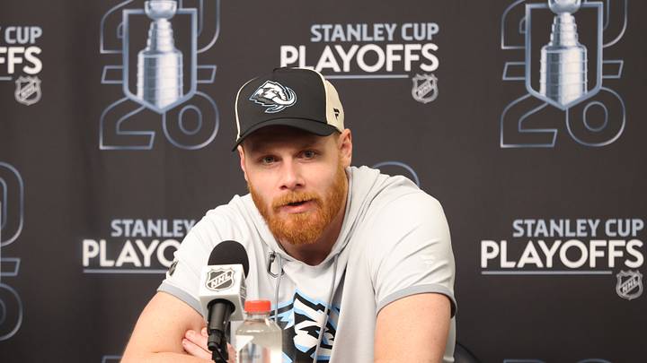 Utah Mammoth left wing Lawson Crouse speaks to the media after game three of the first round of the 2026 Stanley Cup Playoffs against the Vegas Golden Knights at Delta Center. Mandatory Credit: Rob Gray-Imagn Images Utah Mammoth left wing Lawson Crouse speaks to the media after game three of the first round of the 2026 Stanley Cup Playoffs against the Vegas Golden Knights at Delta Center. Mandatory Credit: Rob Gray-Imagn Images