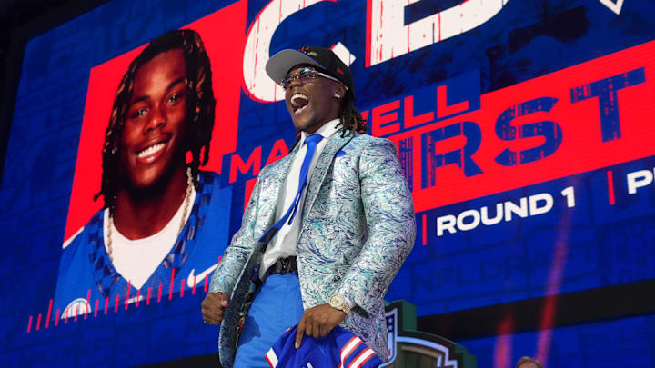 Apr 24, 2025; Green Bay, WI, USA; Kentucky Wildcats cornerback Maxwell Hairston is selected by the Buffalo Bills as the number 30 pick in the first round of the 2025 NFL Draft at Lambeau Field.