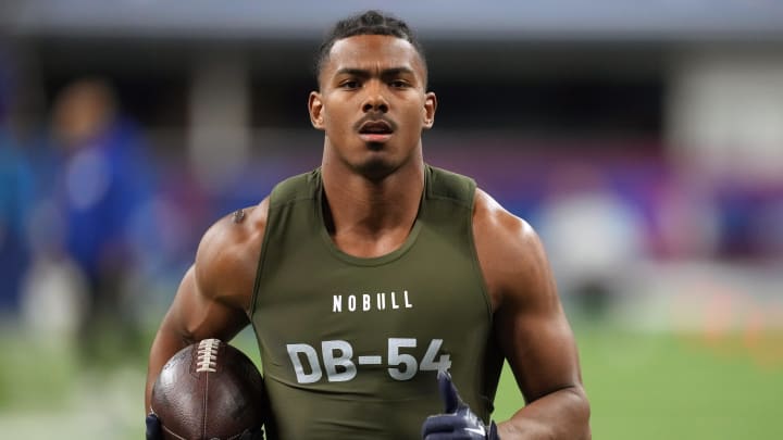 California defensive back Patrick McMorris during the 2024 NFL Combine California defensive back Patrick McMorris during the 2024 NFL Combine