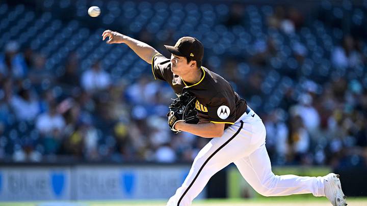 Mar 26, 2024; San Diego, California, USA; San Diego Padres relief pitcher Woo-Suk Go (21) throws a pitch against the Seattle Mariners during the ninth inning at Petco Park. Mandatory Credit: Orlando Ramirez-USA TODAY Sports Mar 26, 2024; San Diego, California, USA; San Diego Padres relief pitcher Woo-Suk Go (21) throws a pitch against the Seattle Mariners during the ninth inning at Petco Park. Mandatory Credit: Orlando Ramirez-USA TODAY Sports
