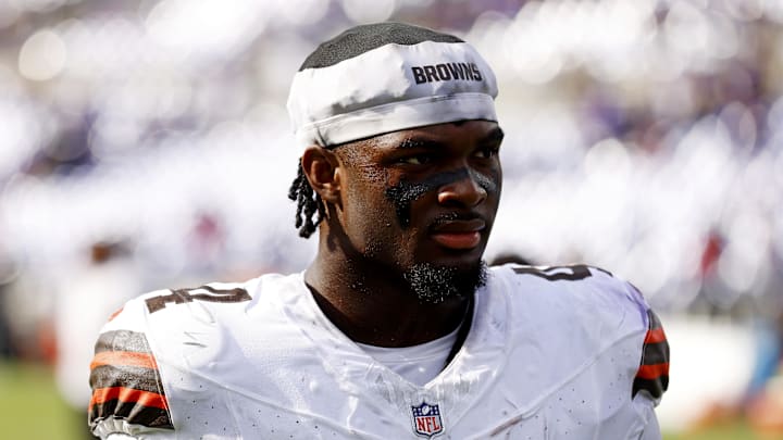 Cleveland Browns tight end Harold Fannin Jr. (44) after the game against the Baltimore Ravens at M&T Bank Stadium. Cleveland Browns tight end Harold Fannin Jr. (44) after the game against the Baltimore Ravens at M&T Bank Stadium.