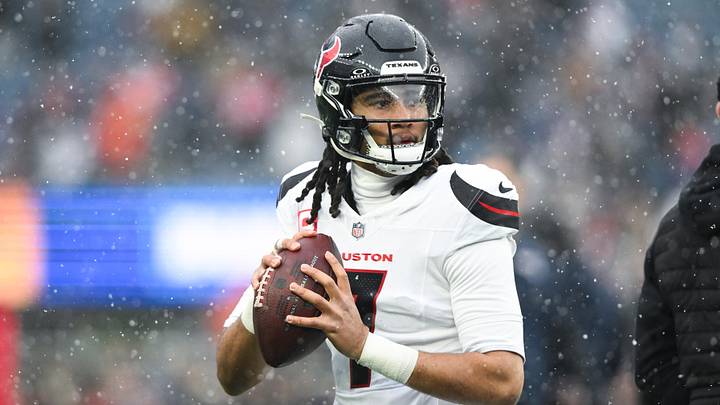Houston Texans quarterback C.J. Stroud (7) warms up before an AFC Divisional Round game against the New England Patriots at Gillette Stadium. Houston Texans quarterback C.J. Stroud (7) warms up before an AFC Divisional Round game against the New England Patriots at Gillette Stadium.
