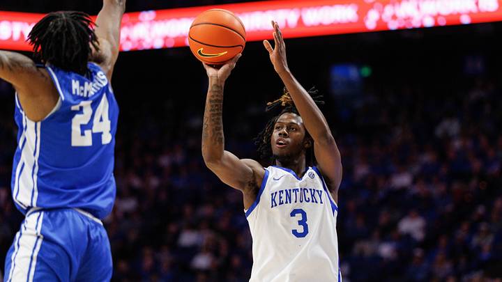 Nov 14, 2025; Lexington, Kentucky, USA; Kentucky Wildcats guard Kam Williams (3) shoots the ball during the second half against the Eastern Illinois Panthers at Rupp Arena at Central Bank Center. Mandatory Credit: Jordan Prather-Imagn Images Nov 14, 2025; Lexington, Kentucky, USA; Kentucky Wildcats guard Kam Williams (3) shoots the ball during the second half against the Eastern Illinois Panthers at Rupp Arena at Central Bank Center. Mandatory Credit: Jordan Prather-Imagn Images