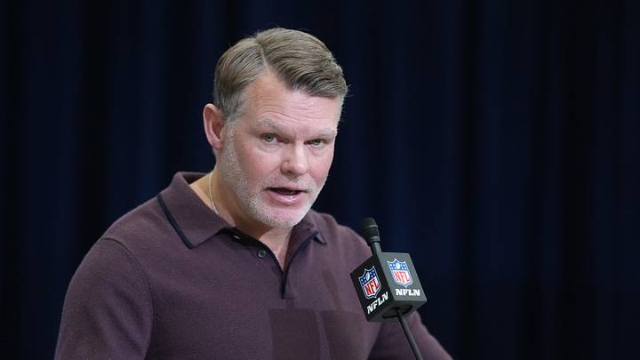 Feb 24, 2026; Indianapolis, IN, USA; Indianapolis Colts general manager Chris Ballard speaks at the NFL Scouting Combine at the Indiana Convention Center. Mandatory Credit: Kirby Lee-Imagn Images